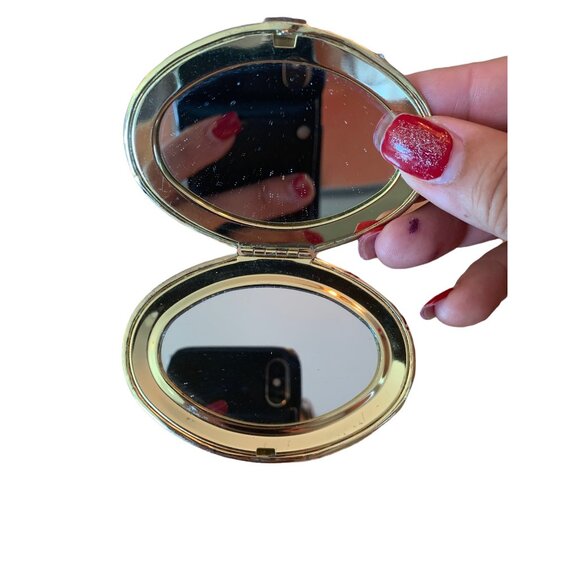 Vintage Oval Gold Plated Dual Mirror Compact - Picture 2 of 5